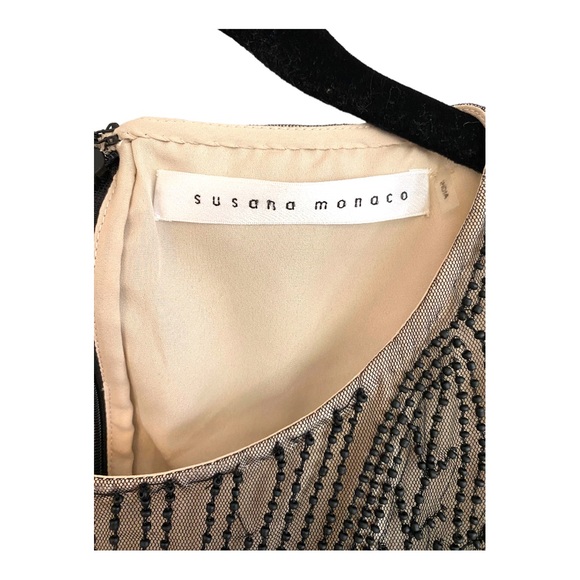 Susana Monoco Beaded Sleeveless Black and Tan Form Dress Women’s Size 6 - Picture 5 of 7